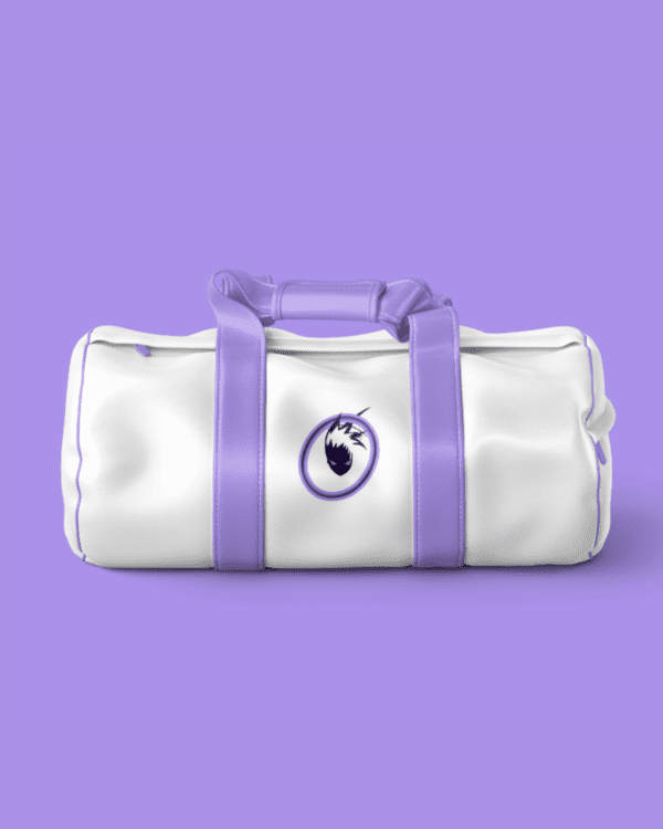 Sports Synthetic Leather Gym Bag with Shoulder Strap for Men and Women- White and Blue Strap
