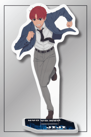 Jiji acrylic stand from Dandadan anime in a suit and running pose on official base