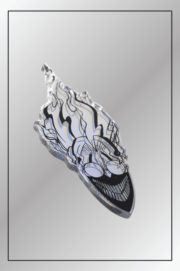 Holographic keychain of Okarun from Dandadan anime