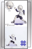 Front and back views of Killua Anime Figurine Stand with base specifications