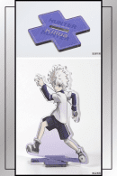 Killua acrylic figure with cross-shaped purple base