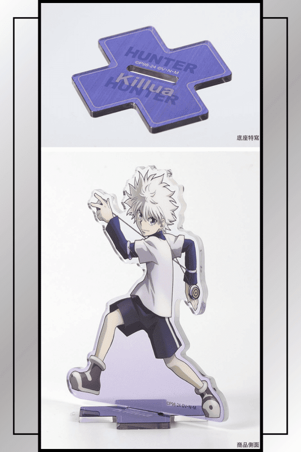 Killua acrylic figure with cross-shaped purple base