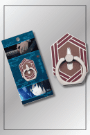 Giyu Tomioka-themed phone ring holder hilt guard and retail packaging from Demon Slayer