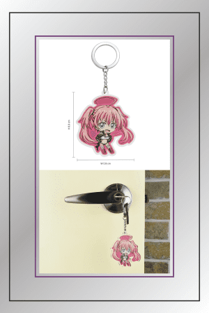 That Time I Got Reincarnated as a Slime Milim Nava acrylic keychain with 9.5 cm height shown attached to door key
