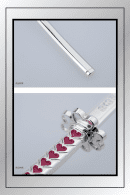 Close-up of Mitsuri Kanroji’s Nichirin Sword hilt with pink heart designs from Demon Slayer anime