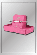 Miniature replica of Mitsuri Kanroji’s Nichirin Sword from Demon Slayer with pink heart-themed display stand
