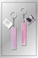 Nezuko Kamado Demon Slayer keychains with Japanese quote tags, kizuna kanji tag, and anime portrait charm