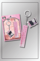 Nezuko Kamado Demon Slayer quote keychain with anime portrait charm and pink text tag in official packaging