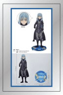 Full specification view of the Rimuru Tempest acrylic anime-figurine-stand from That Time I Got Reincarnated as a Slime with detailed size chart and close-up