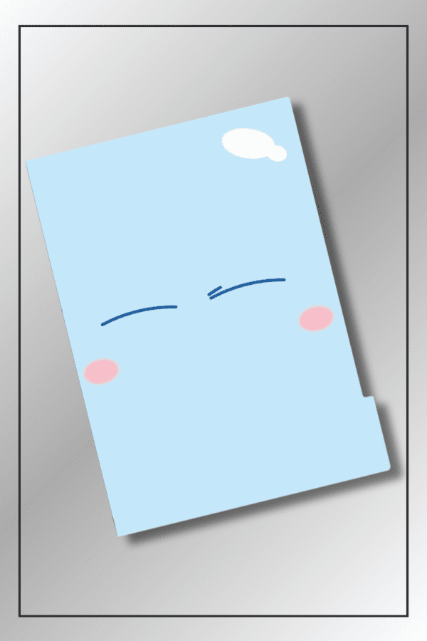 Cute Rimuru Tempest face file folder front design with blush and closed eyes from That Time I Got Reincarnated as a Slime anime