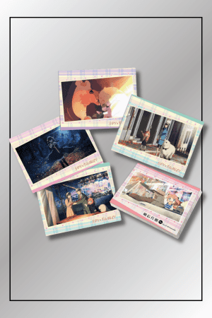 Spy x Family anime postcards set with scenes of Loid, Yor, and Anya Forger.