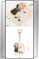 SPY x FAMILY acrylic keychain of Anya and Bond Forger with product measurements