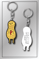 Front and back view of SPY x FAMILY peanut mascot anime keychain