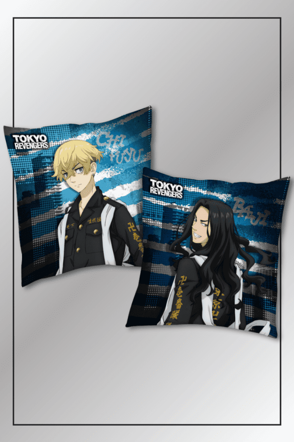 Tokyo Revengers Chifuyu and Baji anime pillow cushion front back