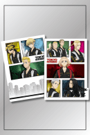 Front and back design of Tokyo Revengers anime folder with multiple characters from the series
