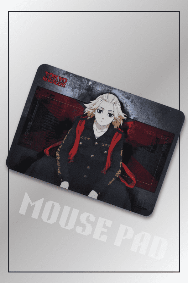 Tokyo Revengers Mikey Mouse Pad with dark red and black design